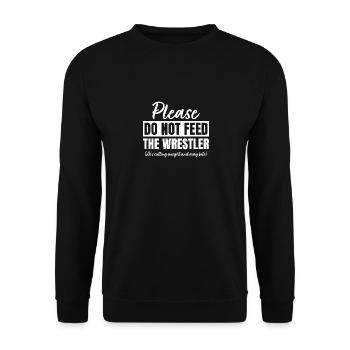 Bitte füttern Sie den Wrestler nicht - Unisex Pullover - Schwarz - Vorne - Alina (178cm) & Michal (187cm)