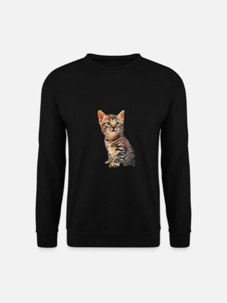 Chat chaton peignant des animaux mignons pour les enfants - Sweat-shirt Unisexe - noir