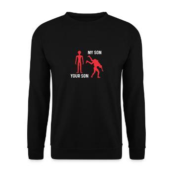 Dein Sohn Mein Sohn - Unisex Pullover - Schwarz - Vorne - Alina (178cm) & Michal (187cm)