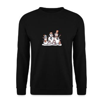 Schneemannfamilie - Unisex Pullover - Schwarz - Vorne - Alina (178cm) & Michal (187cm)