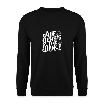 Line Dance mein Hobby - meine Passion - mein Ding - Unisex Pullover - Schwarz - Vorne - Alina (178cm) & Michal (187cm)