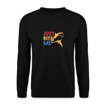 Beiß mich einfach - Unisex Pullover - Schwarz - Vorne - Alina (178cm) & Michal (187cm)
