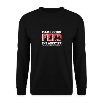 Bitte füttern Sie den Ringer nicht Er nimmt ab und - Unisex Pullover - Schwarz - Vorne - Alina (178cm) & Michal (187cm)
