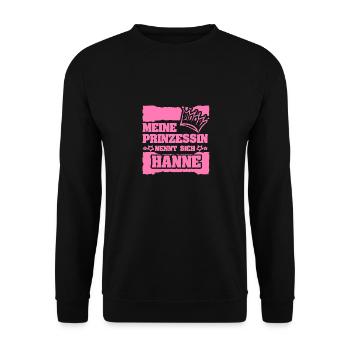 Mädchenname Hanne - Unisex Pullover - Schwarz - Vorne - Alina (178cm) & Michal (187cm)