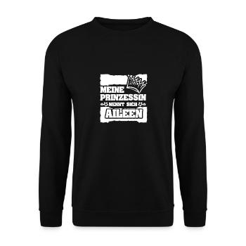 Geschenk für Aileen - Unisex Pullover - Schwarz - Vorne - Alina (178cm) & Michal (187cm)
