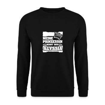 Spruch Alyssia - Unisex Pullover - Schwarz - Vorne - Alina (178cm) & Michal (187cm)