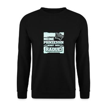 Mädchenname Raquel - Unisex Pullover - Schwarz - Vorne - Alina (178cm) & Michal (187cm)