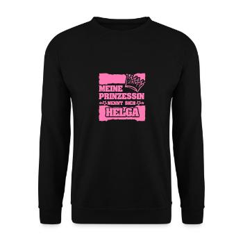 Mädchenname Helga - Unisex Pullover - Schwarz - Vorne - Alina (178cm) & Michal (187cm)
