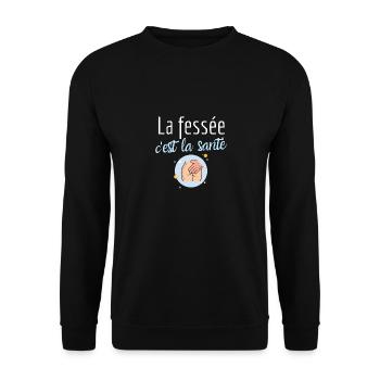 Fessée c'est la santé humour coquin érotique sexe - Sweat-shirt Unisexe - noir - Devant - Alina (178cm) & Michal (187cm)