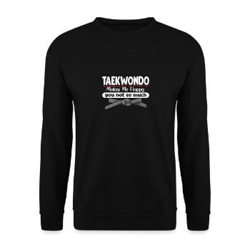 Taekwondo macht mich glücklich, dich nicht so sehr - Unisex Pullover - Schwarz - Vorne - Alina (178cm) & Michal (187cm)