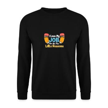 Ich liebe meinen Job aus all den kleinen Gründen - Unisex Pullover - Schwarz - Vorne - Alina (178cm) & Michal (187cm)