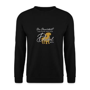 Mein Dackel ist die pure Persönlichkeit - Unisex Pullover - Schwarz - Vorne - Alina (178cm) & Michal (187cm)
