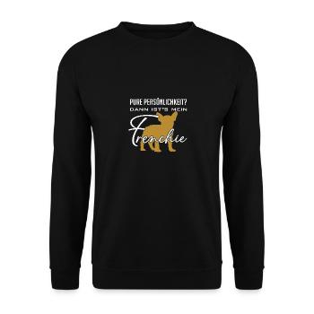 Frenchie Französische Bulldogge Persönlichkeit - Unisex Pullover - Schwarz - Vorne - Alina (178cm) & Michal (187cm)