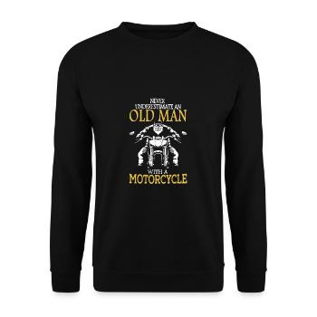 old man with Motorcycle - Motorbike - Motorcycle - S - Unisex Sweatshirt - black - Front - Alina (178cm) & Michal (187cm)