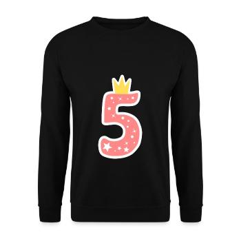Numéro 5 avec couronne - Sweat-shirt Unisexe - noir - Devant - Alina (178cm) & Michal (187cm)