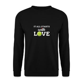 Mit Liebe fängt alles an - Unisex Pullover - Schwarz - Vorne - Alina (178cm) & Michal (187cm)