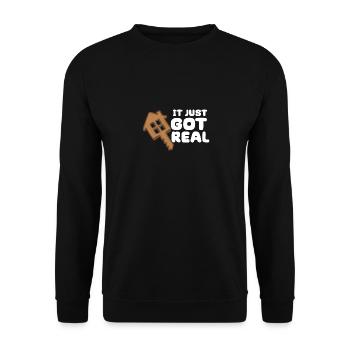 Es wurde gerade real - Unisex Pullover - Schwarz - Vorne - Alina (178cm) & Michal (187cm)