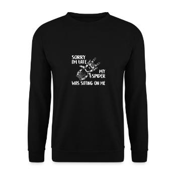 My Spiders Sat On Me Funny Spider Saying - Unisex Sweatshirt - black - Front - Alina (178cm) & Michal (187cm)