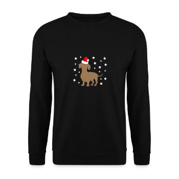 Christmas Dachshund with Santa Hat Stars - Unisex Sweatshirt - black - Front - Alina (178cm) & Michal (187cm)