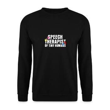Sprachtherapeutin von Tiny Humans - Unisex Pullover - Schwarz - Vorne - Alina (178cm) & Michal (187cm)