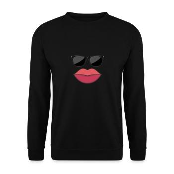 Sonnenbrille und große Lippen - Unisex Pullover - Schwarz - Vorne - Alina (178cm) & Michal (187cm)