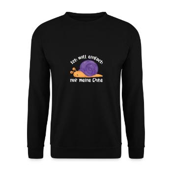 Lustige Schnecke ich will einfach meine Ruhe - Unisex Pullover - Schwarz - Vorne - Alina (178cm) & Michal (187cm)