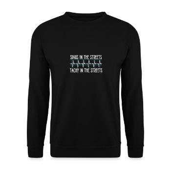 Sinus in den Straßen Tachy In The Sheets - Unisex Pullover - Schwarz - Vorne - Alina (178cm) & Michal (187cm)
