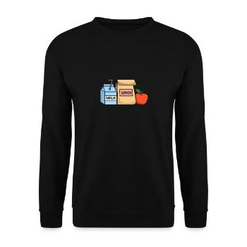 Mittagessen Milch Apfel - Unisex Pullover - Schwarz - Vorne - Alina (178cm) & Michal (187cm)