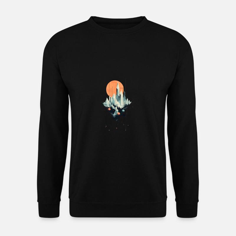 Geometrische Kristall Stadt - Surreales Artwork - Unisex Pullover - Schwarz