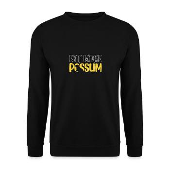 Essen Sie mehr Opossum - Unisex Pullover - Schwarz - Vorne - Alina (178cm) & Michal (187cm)