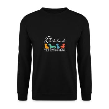 Dackel wahre Liebe auf vier Pfoten - Unisex Pullover - Schwarz - Vorne - Alina (178cm) & Michal (187cm)