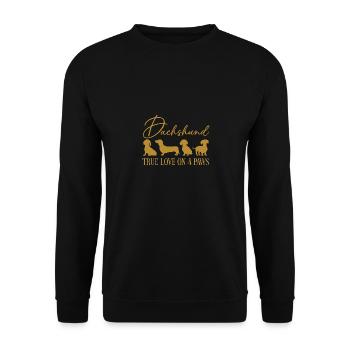 Dackel wahre Liebe auf vier Pfoten - Unisex Pullover - Schwarz - Vorne - Alina (178cm) & Michal (187cm)