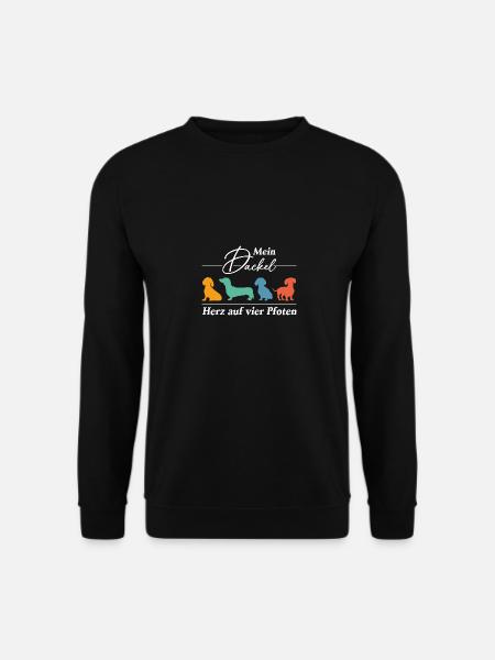 Dackel Herz auf vier Pfoten. Dackelsilhouetten - Unisex Pullover - Schwarz