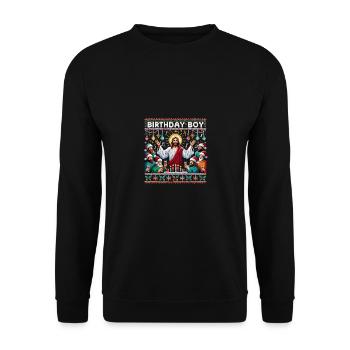 Jesus Christus Birthday Boy Ugly Christmas - Unisex Pullover - Schwarz - Vorne - Alina (178cm) & Michal (187cm)