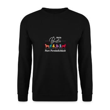 Mein Bostie Boston Terrier pure Persönlichkeit - Unisex Pullover - Schwarz - Vorne - Alina (178cm) & Michal (187cm)