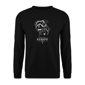 Staffy Dad Staffordshire Bullterrier Hund Wilsigns - Unisex Pullover - Schwarz - Vorne - Alina (178cm) & Michal (187cm)