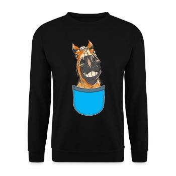 Lustiges Pferd Pferde Reiterin Reiter Kinder - Unisex Pullover - Schwarz - Vorne - Alina (178cm) & Michal (187cm)