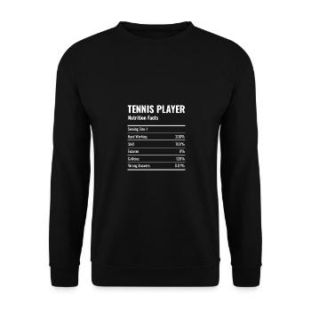 Tennis Player Funny Nutritional Value Table - Unisex Sweatshirt - black - Front - Alina (178cm) & Michal (187cm)