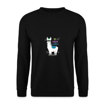 No Prob Lama - Cooles Alpaka mit Sonnenbrille - Unisex Pullover - Schwarz - Vorne - Alina (178cm) & Michal (187cm)