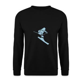 Skiing - skier and mountain silhouette - Unisex Sweatshirt - black - Front - Alina (178cm) & Michal (187cm)