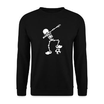 Dab dabbendes Skelett Fußball Holland Holzschuhe - Unisex Pullover - Schwarz - Vorne - Alina (178cm) & Michal (187cm)