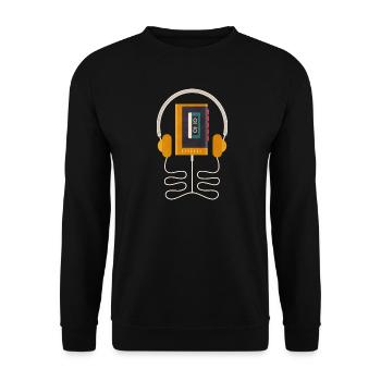 Cassette vintage Retro Walkman Headphones - Sweat-shirt Unisexe - noir - Devant - Alina (178cm) & Michal (187cm)