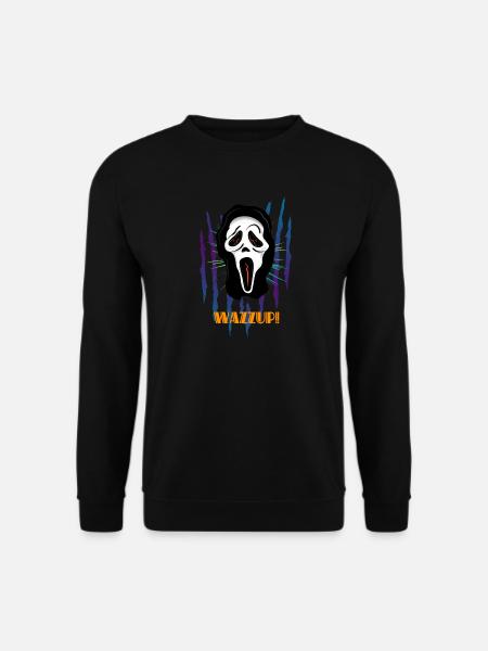 Horrorfilme mit gruseliger Horrormaske ansehen - Unisex Pullover - Schwarz