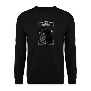 Alchemy England Schwarze Katze Ouija Brett - Unisex Pullover - Schwarz - Vorne - Alina (178cm) & Michal (187cm)