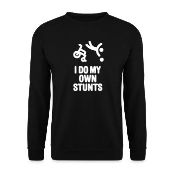 Lustige Rollstuhlbasketball I do my own stunts - Unisex Pullover - Schwarz - Vorne - Alina (178cm) & Michal (187cm)