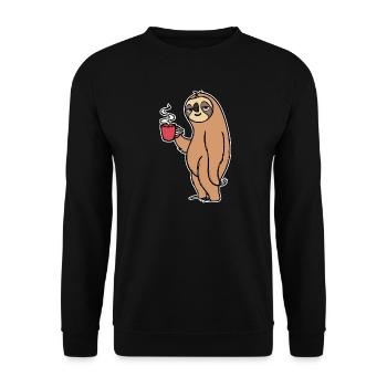 Animal Late Riser Sloth Mammal Lazy Tired - Unisex Sweatshirt - black - Front - Alina (178cm) & Michal (187cm)