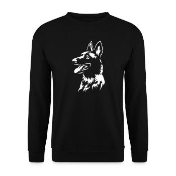 Malinois Kopf "Black Edition" - Unisex Pullover - Schwarz - Vorne - Alina (178cm) & Michal (187cm)