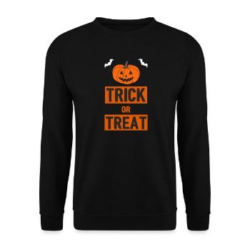 Süßigkeiten oder ein Zauberspruch - Halloween - Unisex Pullover - Schwarz - Vorne - Alina (178cm) & Michal (187cm)