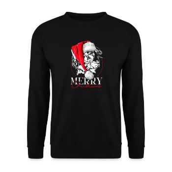 Père Noël Japon menton joyeux Noël chiens Wilsigns - Sweat-shirt Unisexe - noir - Devant - Alina (178cm) & Michal (187cm)