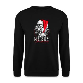 Santa Longhair Dachshund Merry Christmas Wilsigns - Unisex Sweatshirt - black - Front - Alina (178cm) & Michal (187cm)